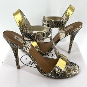 Steve Madden Reya Snakeskin & Gold Heels